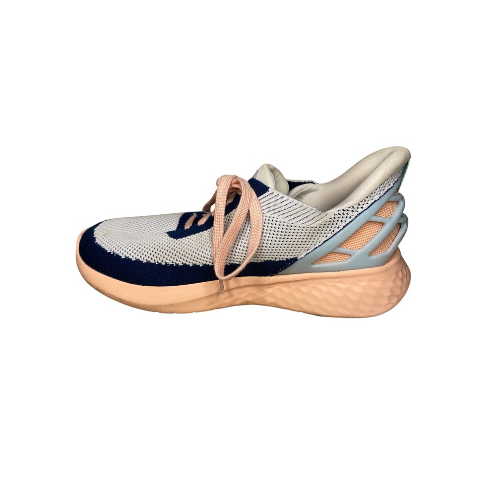 Kizik Athens Women 8 Wide Sneakers Running Shoes White Navy Hands Free Slip On